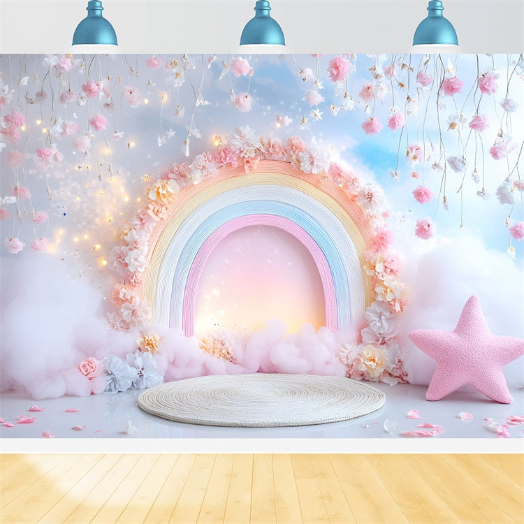 Toile de fond Photo Anniversaire Bébé Jardin Arc-en-Ciel Rêveur GQ6-328