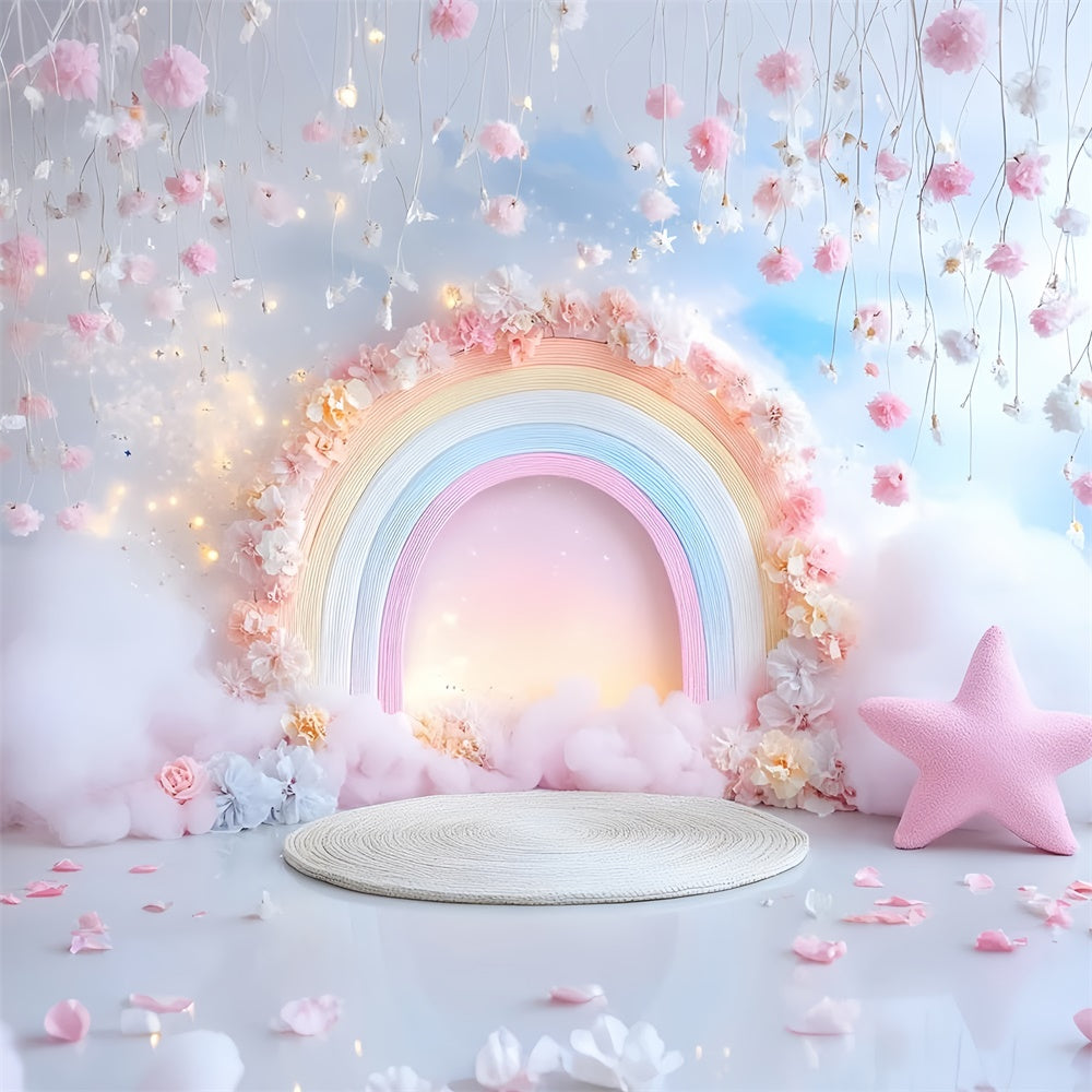 Toile de fond Photo Anniversaire Bébé Jardin Arc-en-Ciel Rêveur GQ6-328