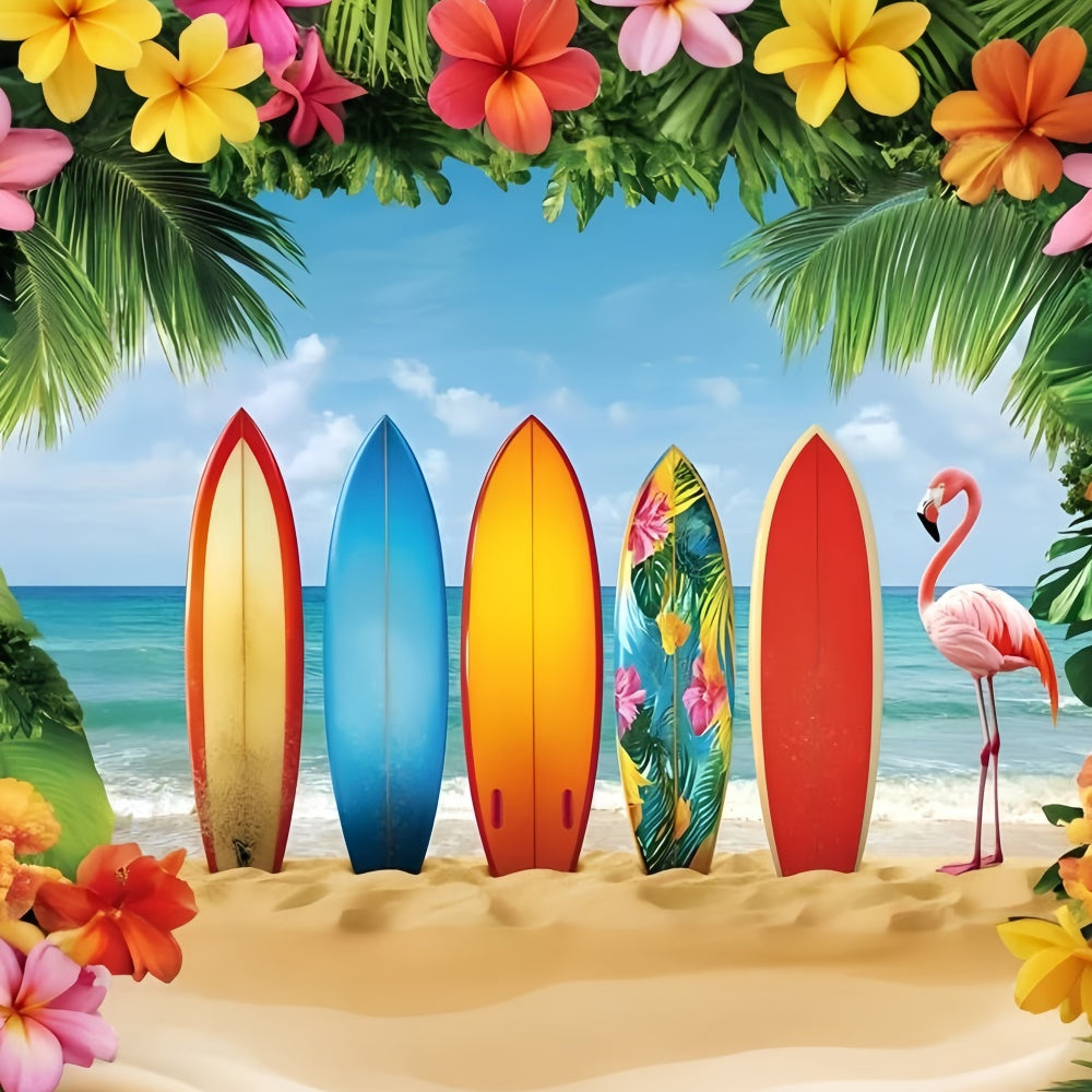 Toile de fond Été Paradis Planche Surf Plage Tropicale GQ6-34