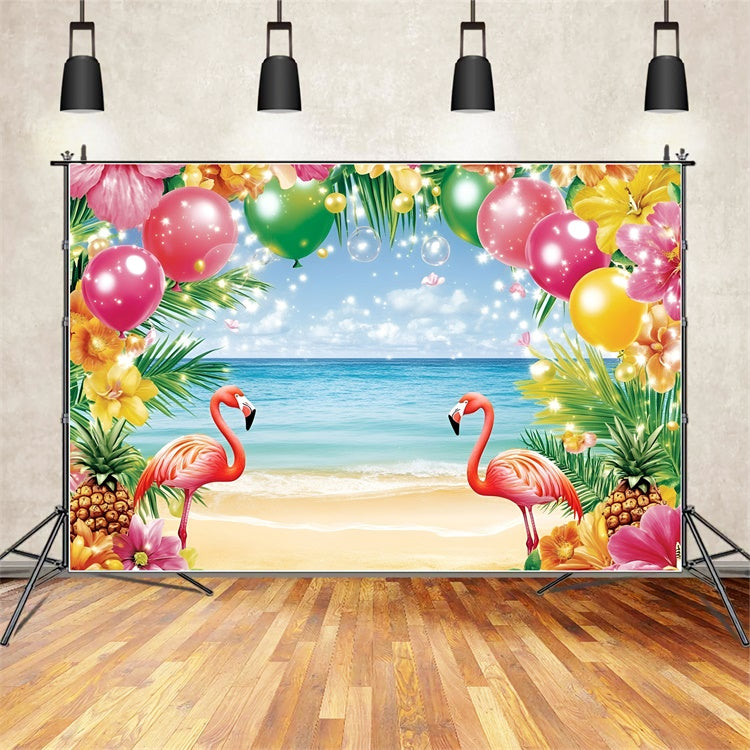 Toile de fond Photo Été Flamant Tropical Joyeux GQ6-36