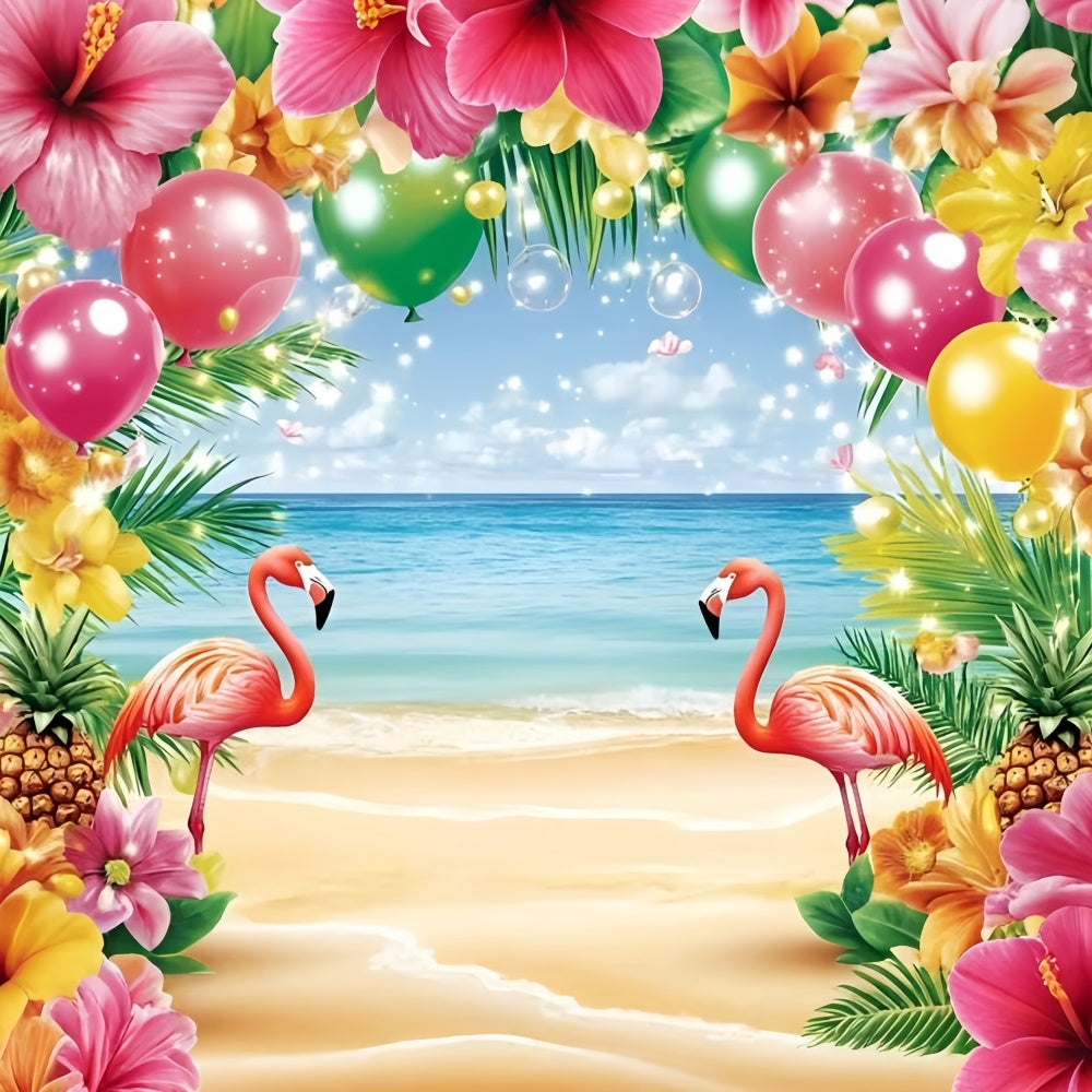 Toile de fond Photo Été Flamant Tropical Joyeux GQ6-36
