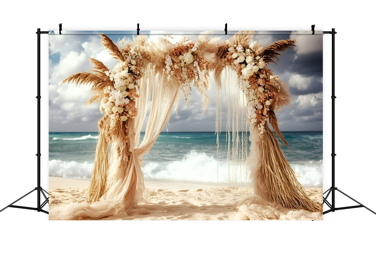 Toile de fond Été Bohème Vague Pampas Mariage GQ6-42