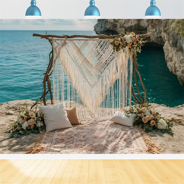 Toile de fond Photo Été Bohème Crique Tranquille Mariage GQ6-44
