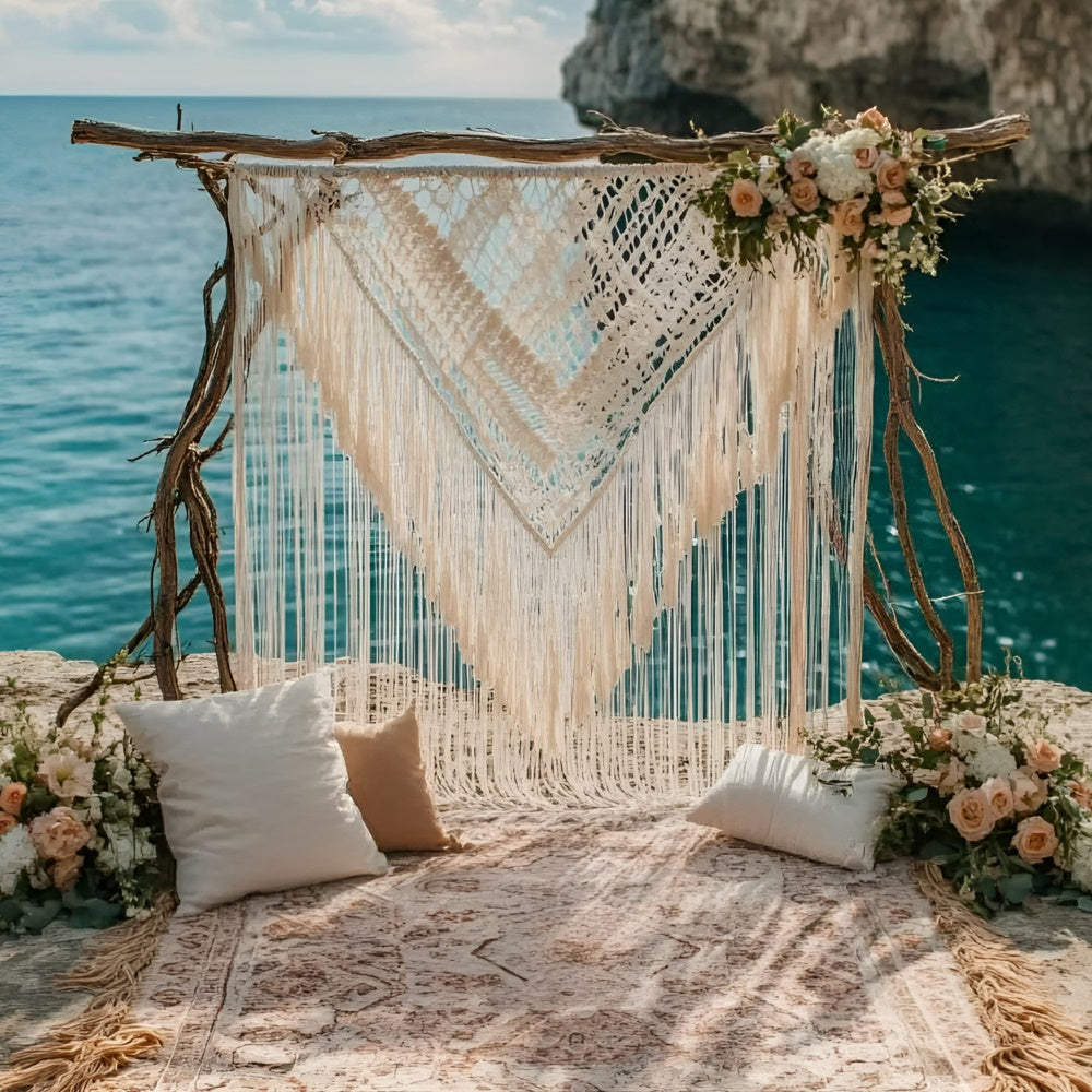 Toile de fond Photo Été Bohème Crique Tranquille Mariage GQ6-44