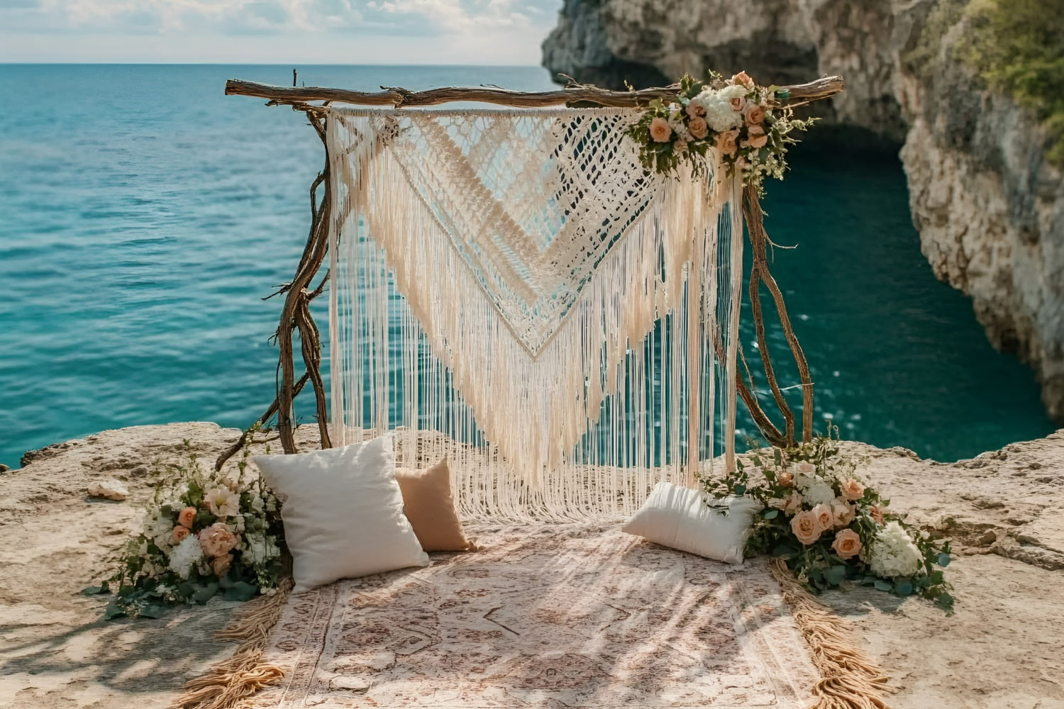 Toile de fond Photo Été Bohème Crique Tranquille Mariage GQ6-44