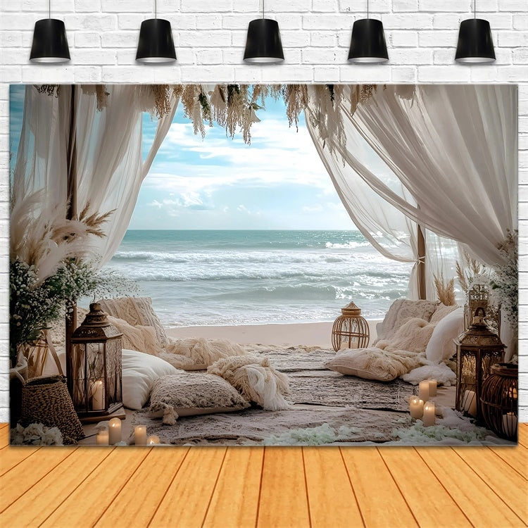 Toile de fond Été Bohème Retraite Romance Bord de Mer GQ6-45