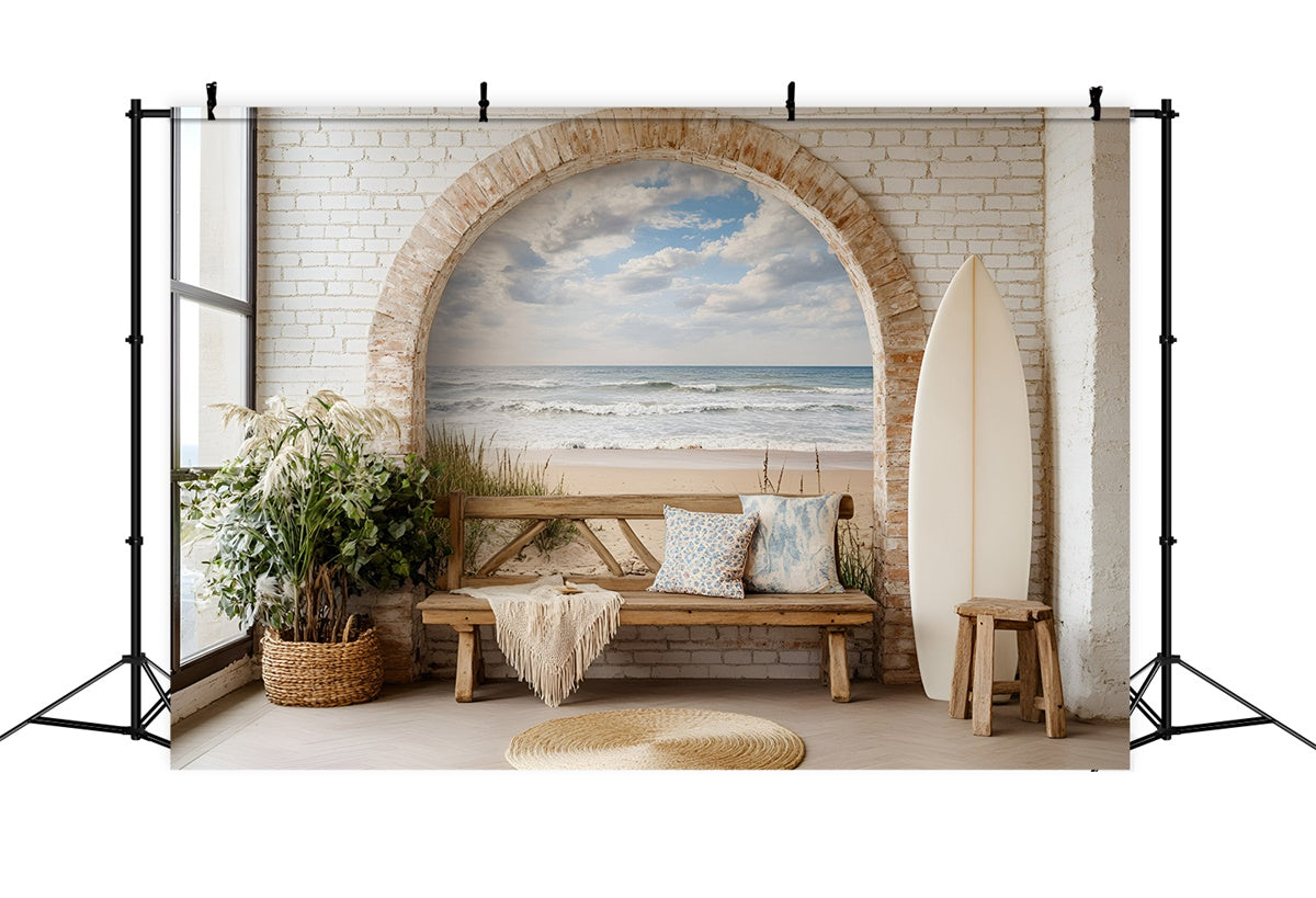 Toile de fond Été Bohème Arche Brique Océan GQ6-46