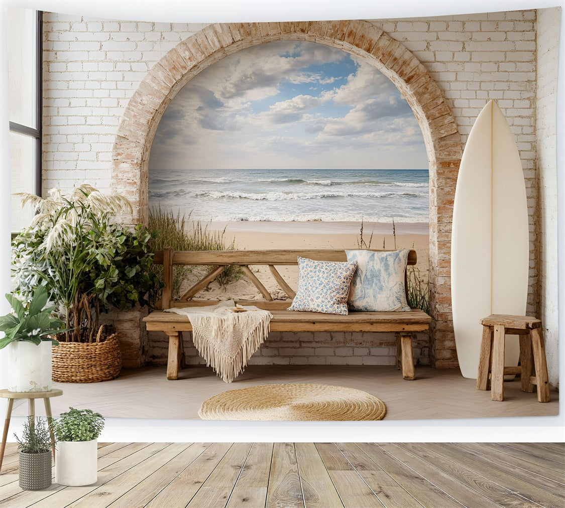 Toile de fond Été Bohème Arche Brique Océan GQ6-46