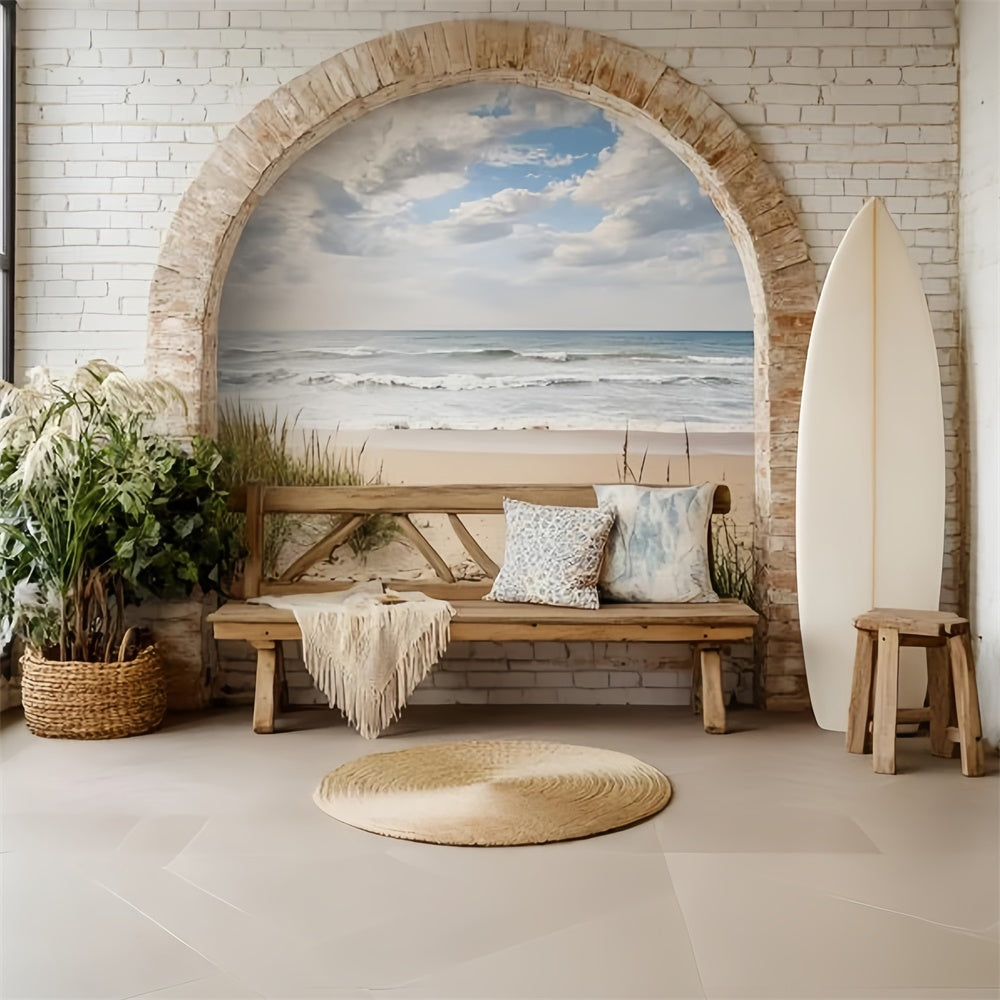 Toile de fond Été Bohème Arche Brique Océan GQ6-46