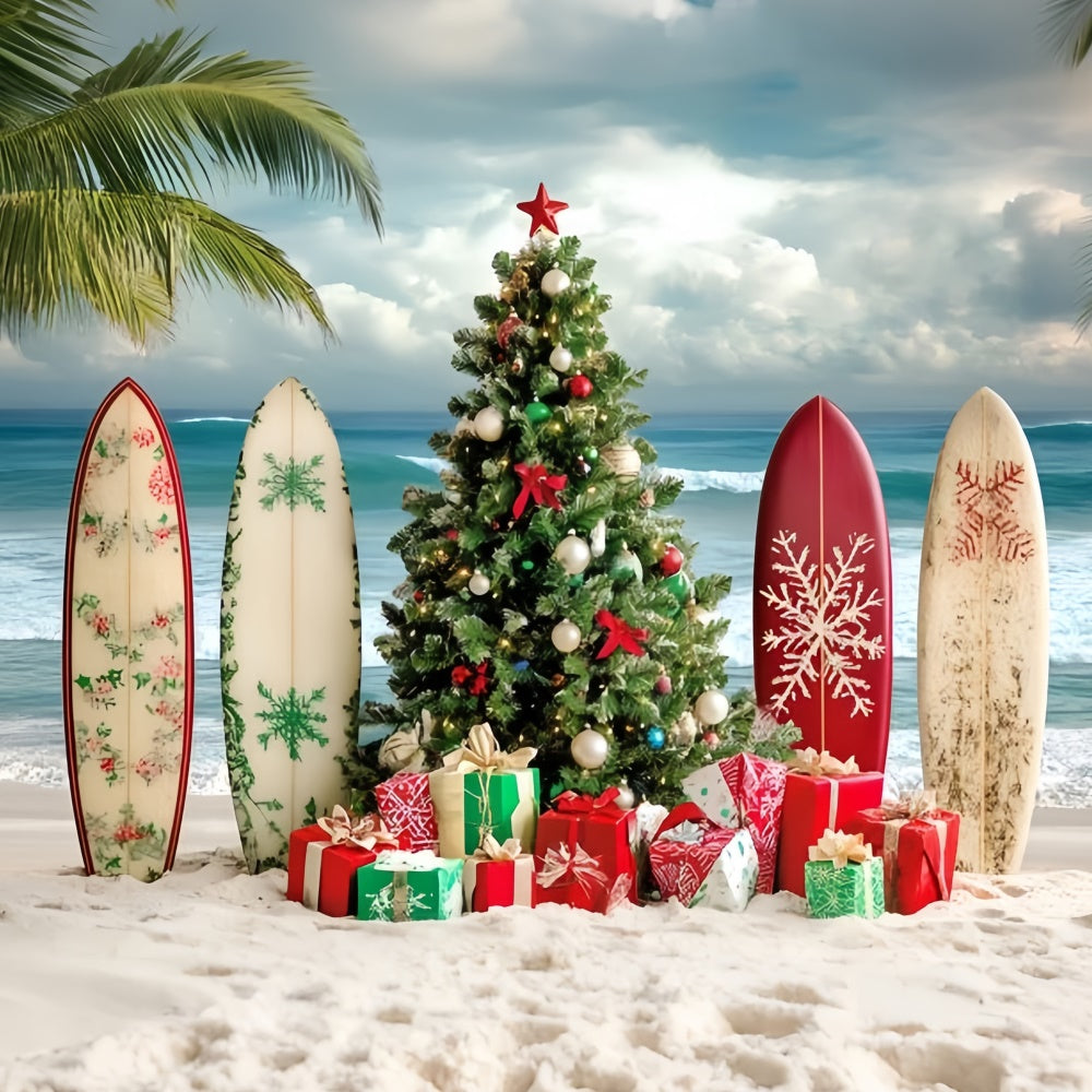 Toile de fond Été Surf Tropical Noël Plage GQ6-9
