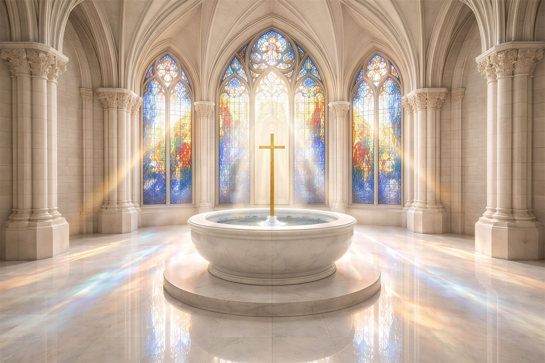 Fond de Pâques Croix Fenêtre Salle Église GQ61-1