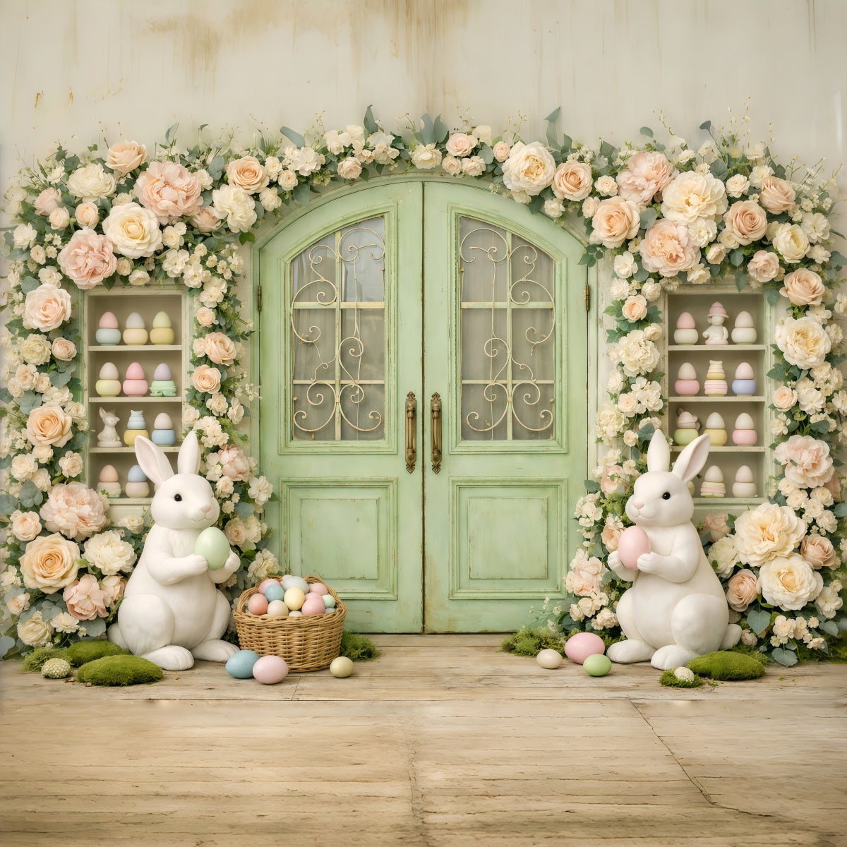 Fond de Pâques Entrée Couronne Jardin Vintage GQ61-29