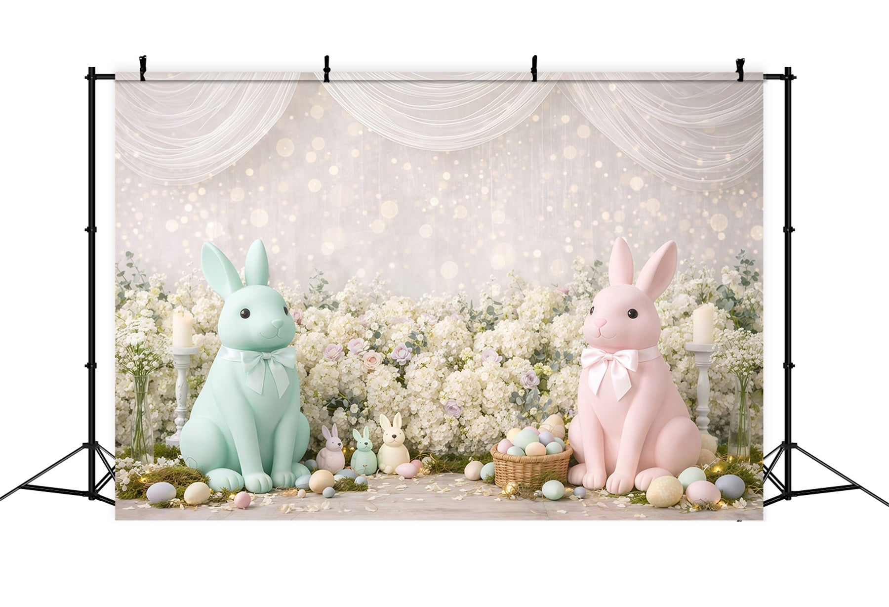 Toile de fond de Pâques Lapin Fleurs Effet Bokeh GQ61-32