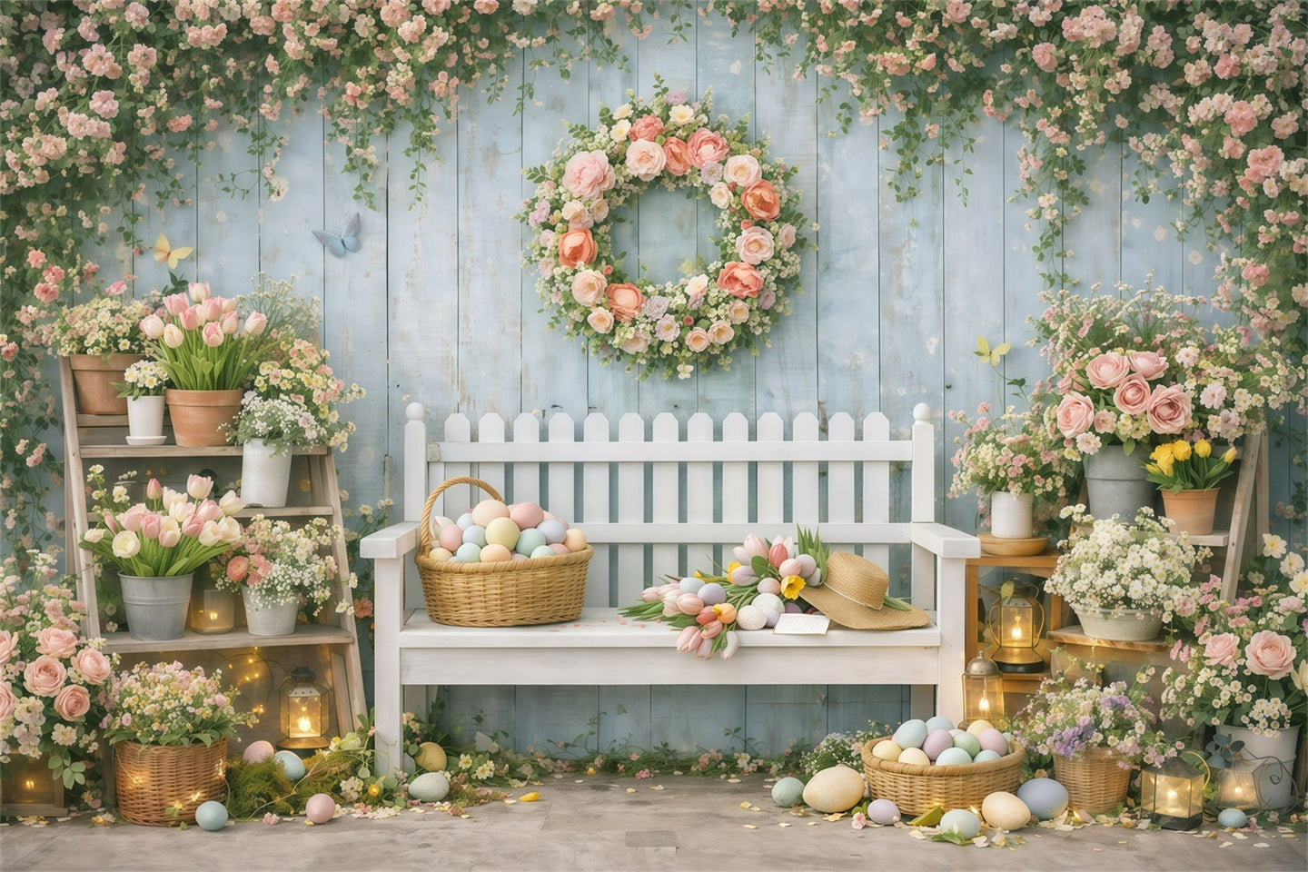 Fond de Pâques Jardin Marché Fleurs Printanières GQ61-33