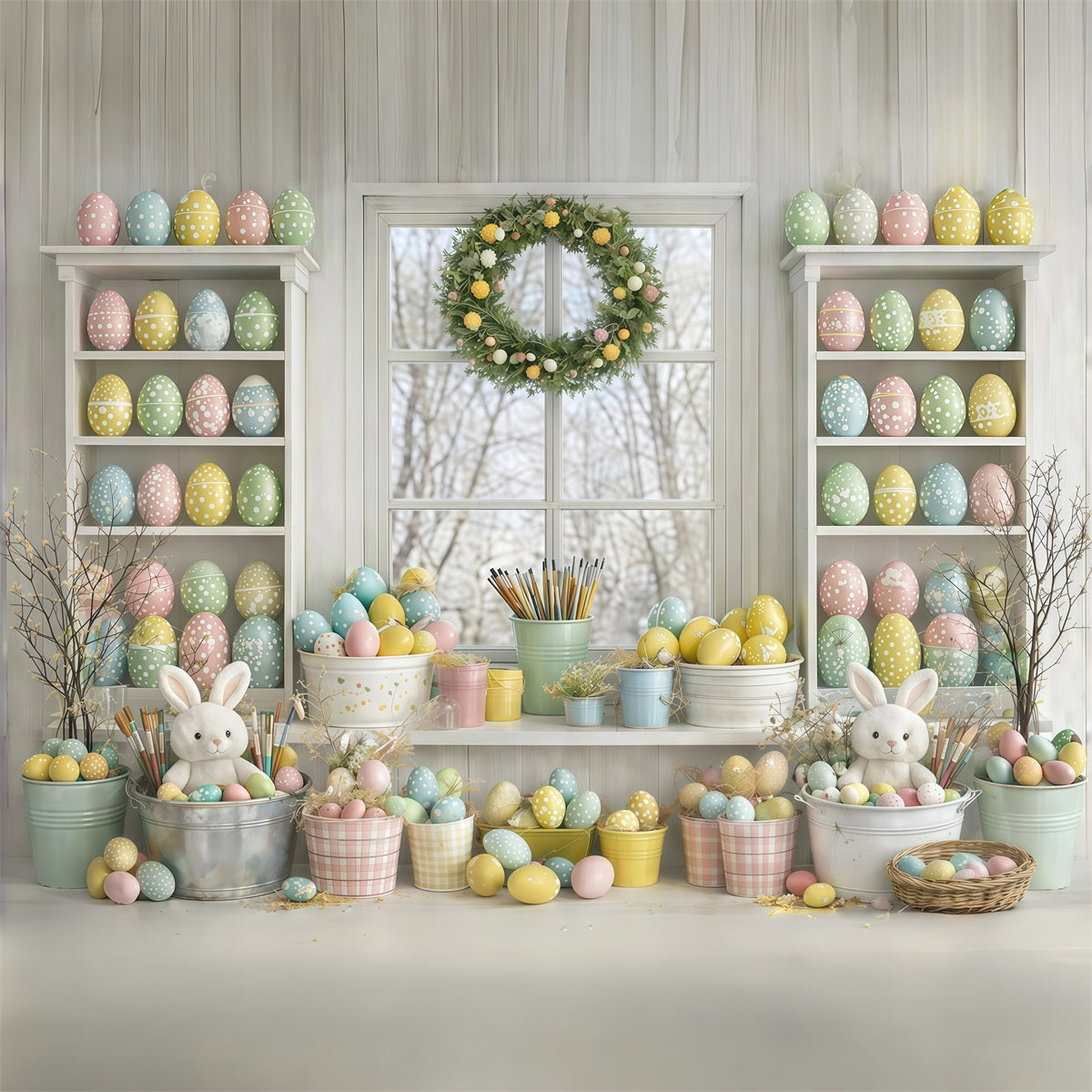 Fond Photo Pâques Pièce Peinture Minimaliste Ton Crème GQ61-34