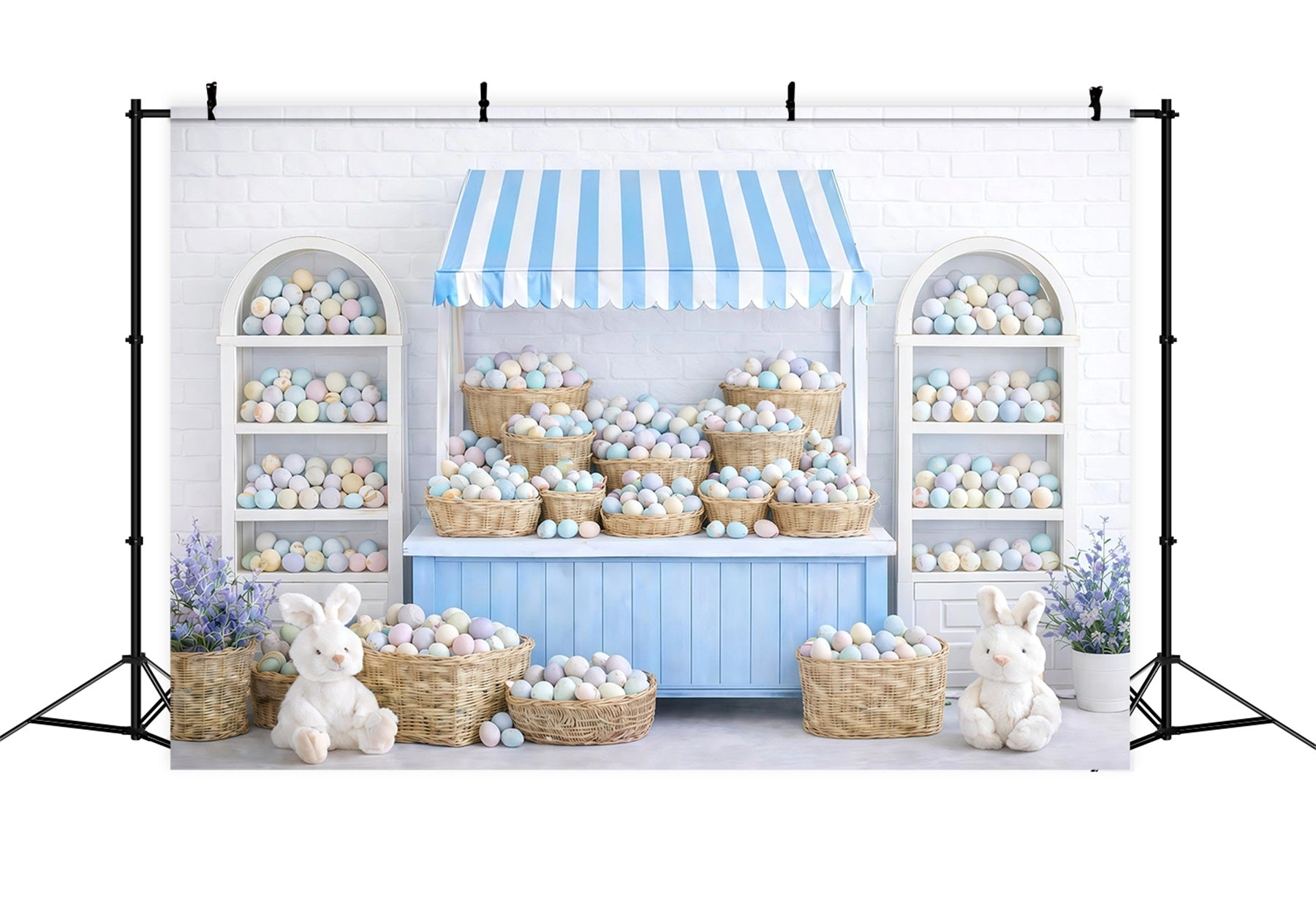 Fond Photo Pâques Stand Marché Œufs Pastel GQ61-38