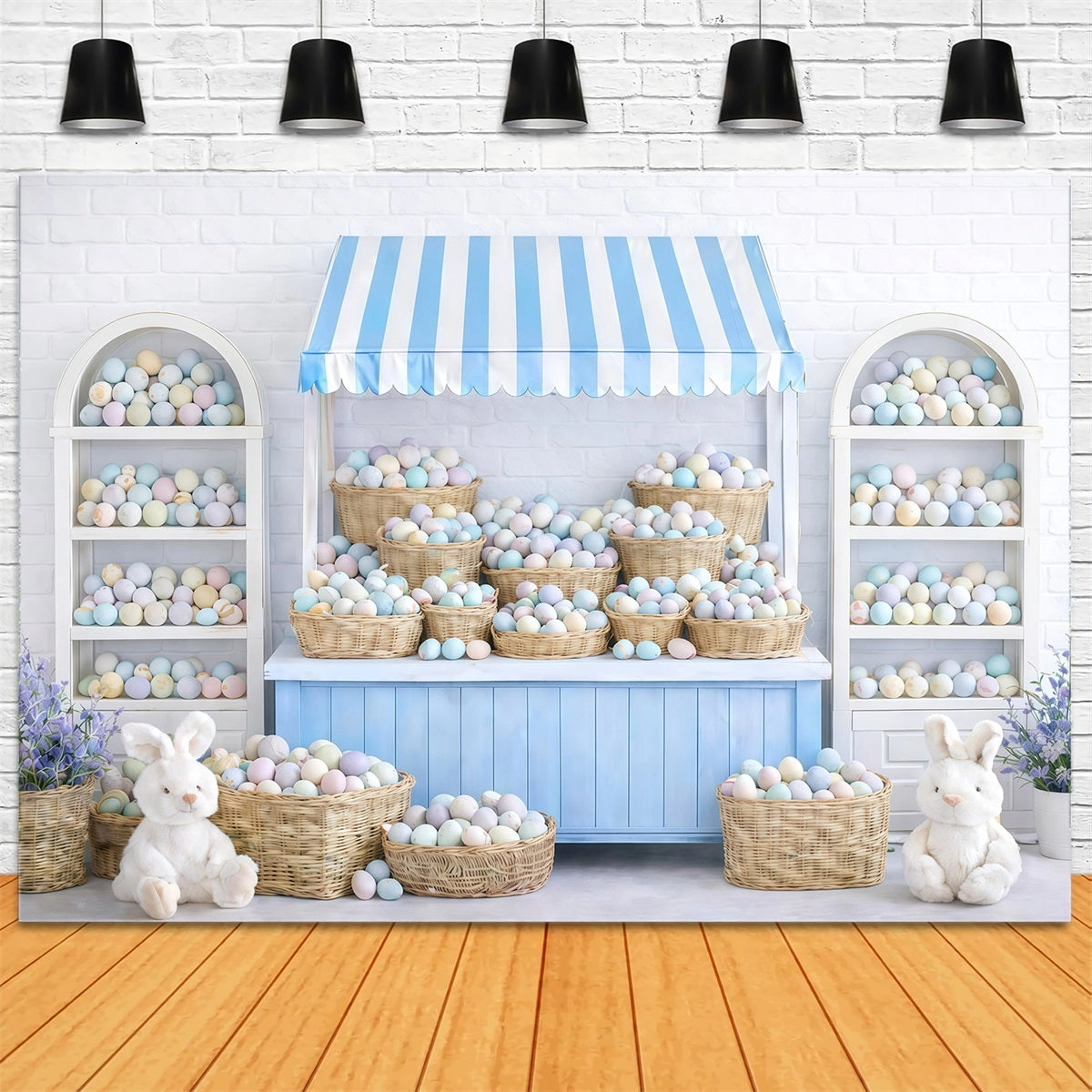 Fond Photo Pâques Stand Marché Œufs Pastel GQ61-38