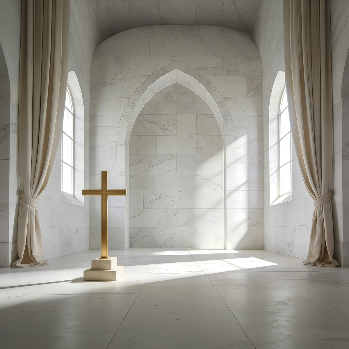 Toile de fond Pâques Fenêtre Croix Sacrée Religieuse GQ61-51