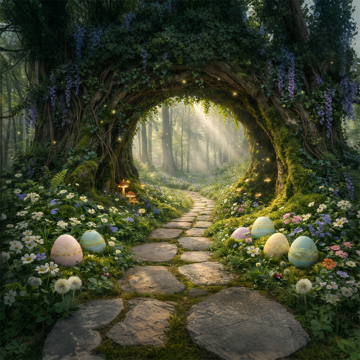 Fond de Pâques Entrée Tunnel Forêt Enchantée GQ61-61