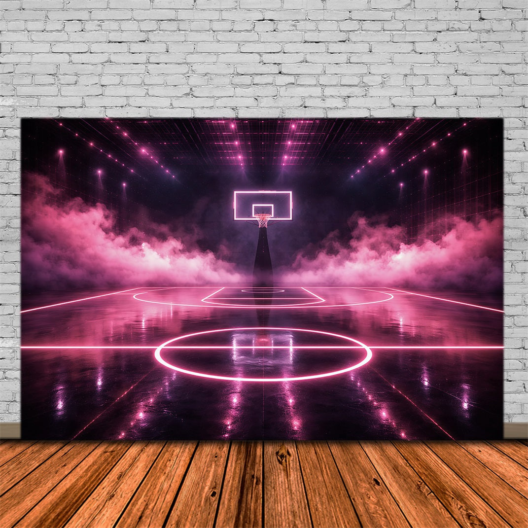 Fond Studio Photo Sport Basketball Terrain Arène Néon Rose GQ61-78