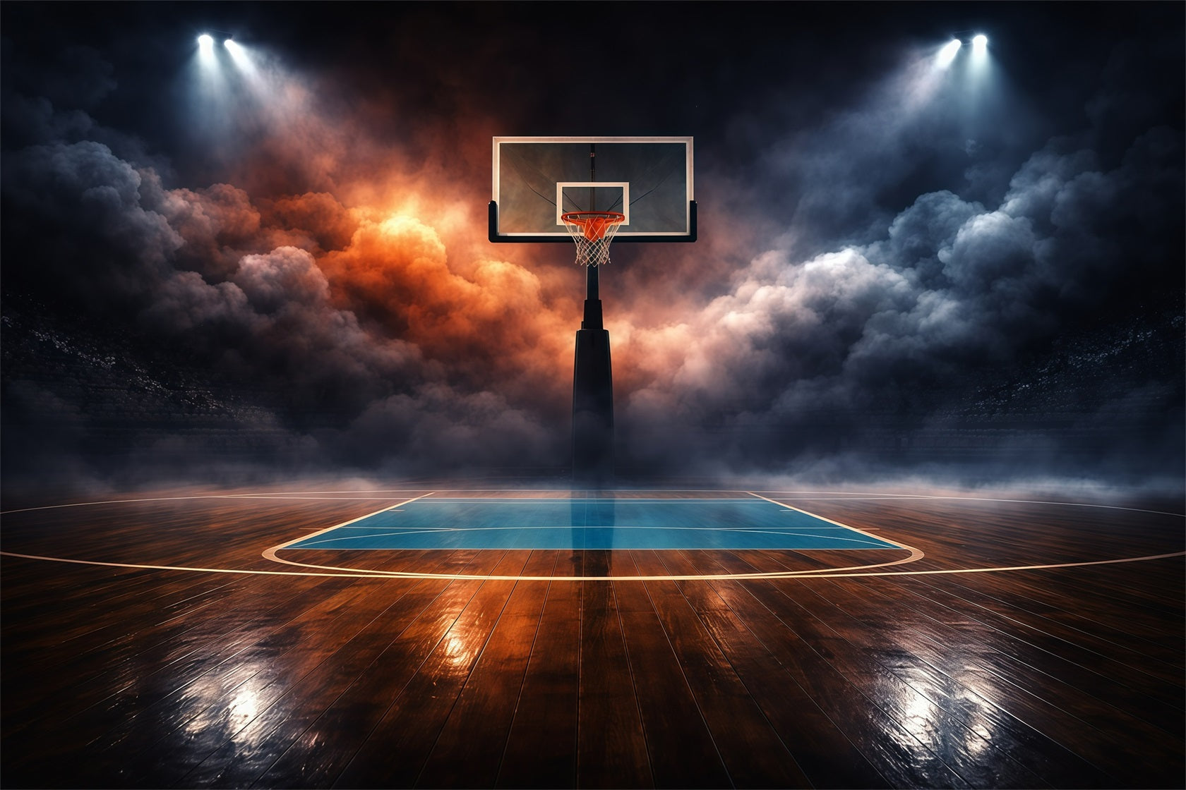 Fond Photo Sport Basketball Terrain Stade Dramatique Nuages Abstraits GQ61-80