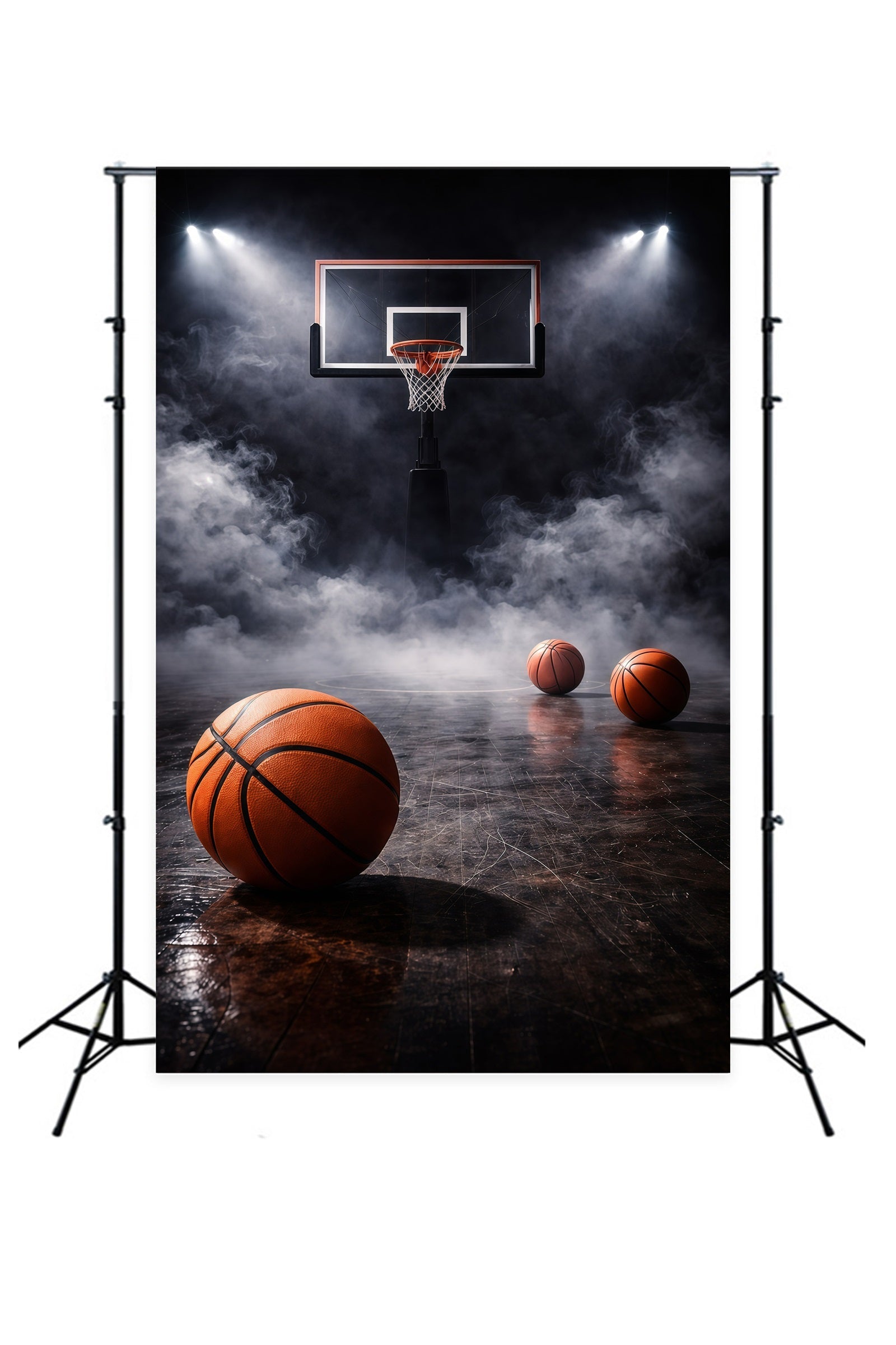 Fond Studio Photo Basketball Terrain Projecteur Fumée Ambiance Sombre GQ61-82