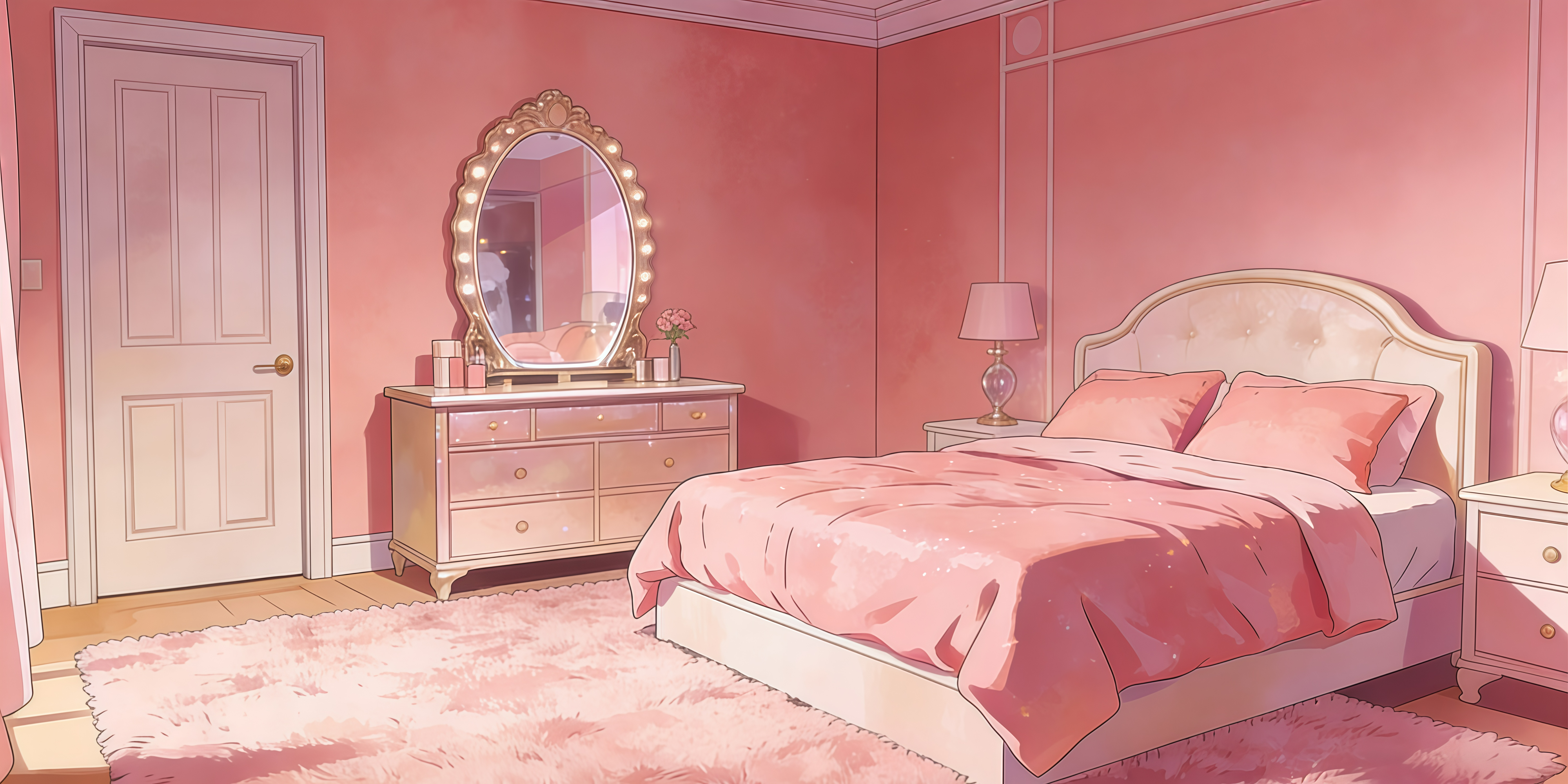 Fond de Scene Theatre Chambre Rose GQ61-T25