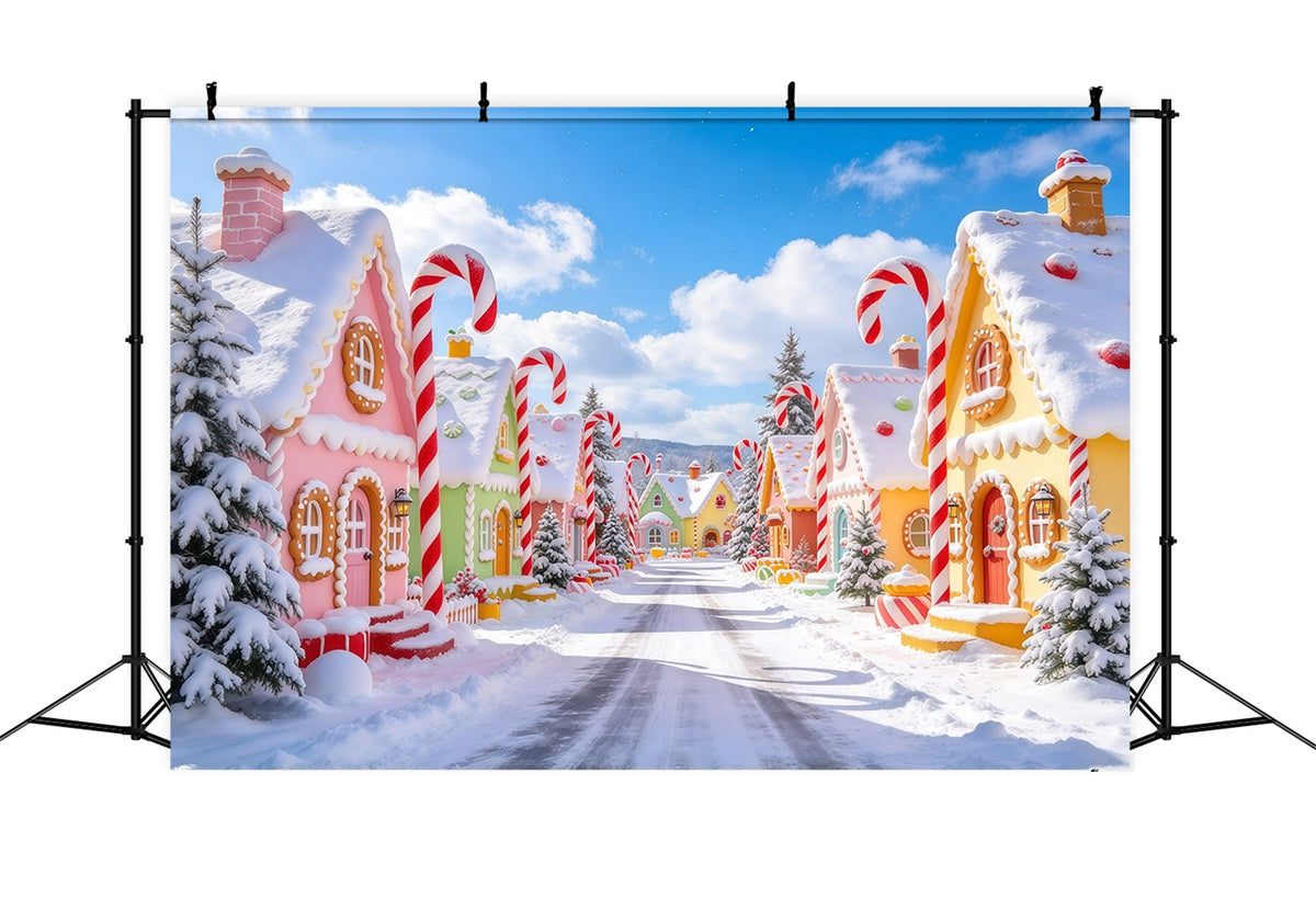 Fond De Village De Noël Maison Pain D'Épices Bonbons Pastel GQ610-1