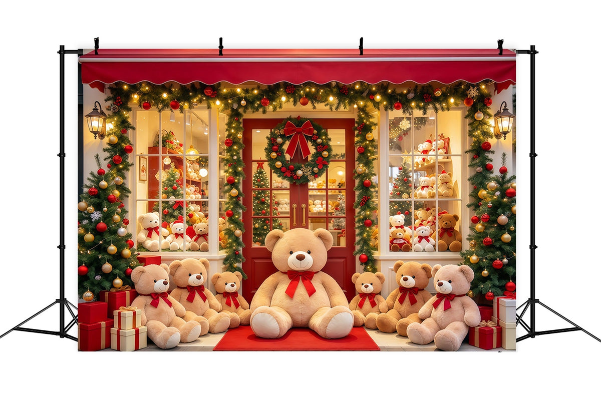 Fond Boutique De Noël Vitrine Ours En Peluche GQ610-101