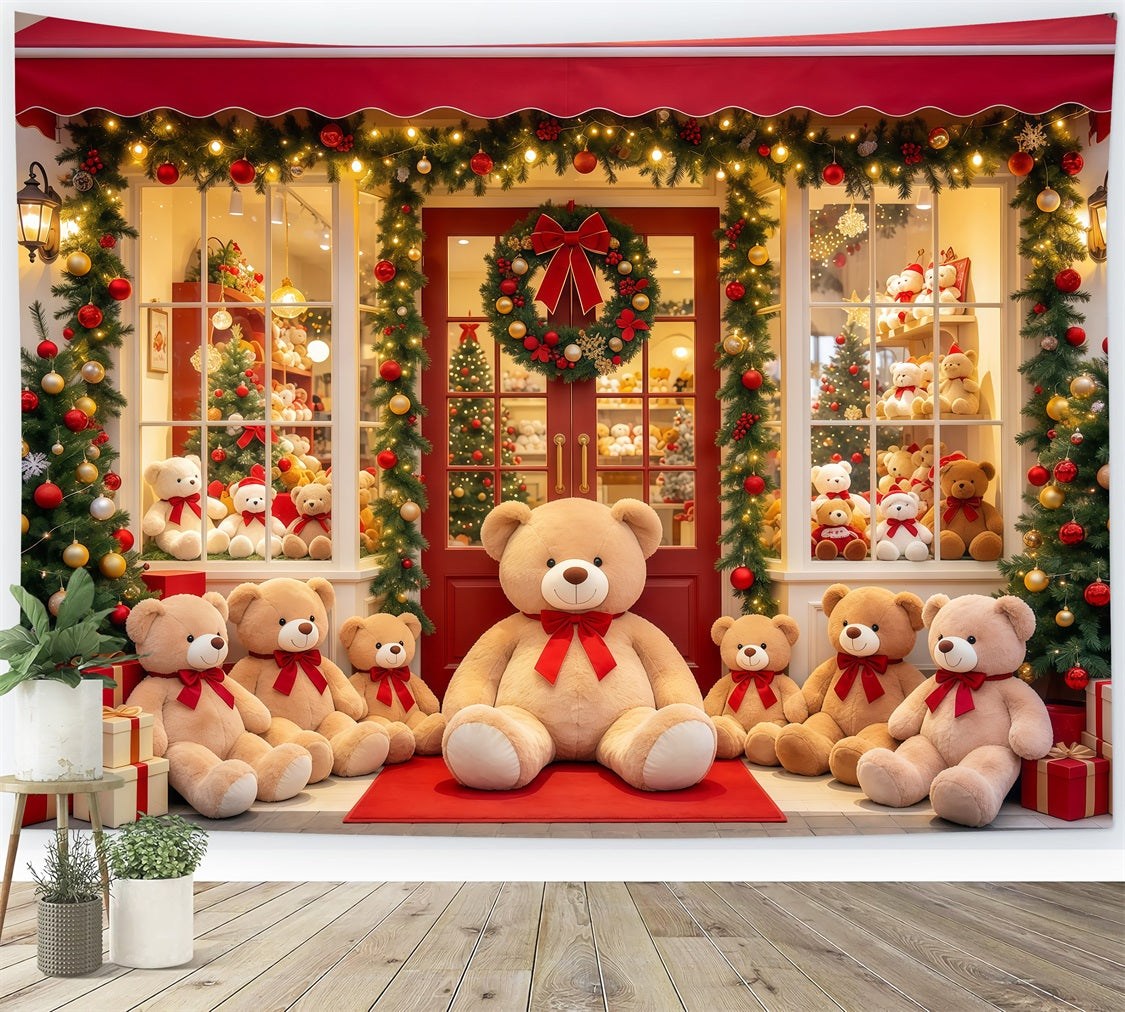 Fond Boutique De Noël Vitrine Ours En Peluche GQ610-101