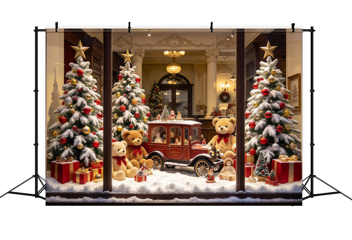 Fond Atelier Jouets Père Noël Voiture Jouet Vintage Fenêtre GQ610-104