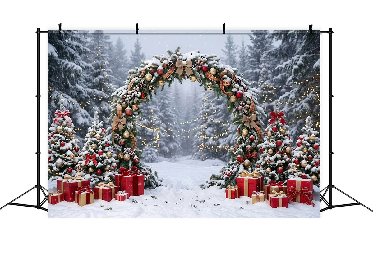 Fond Arche De Noël Arche Cadeaux Guirlande Enneigée GQ610-114
