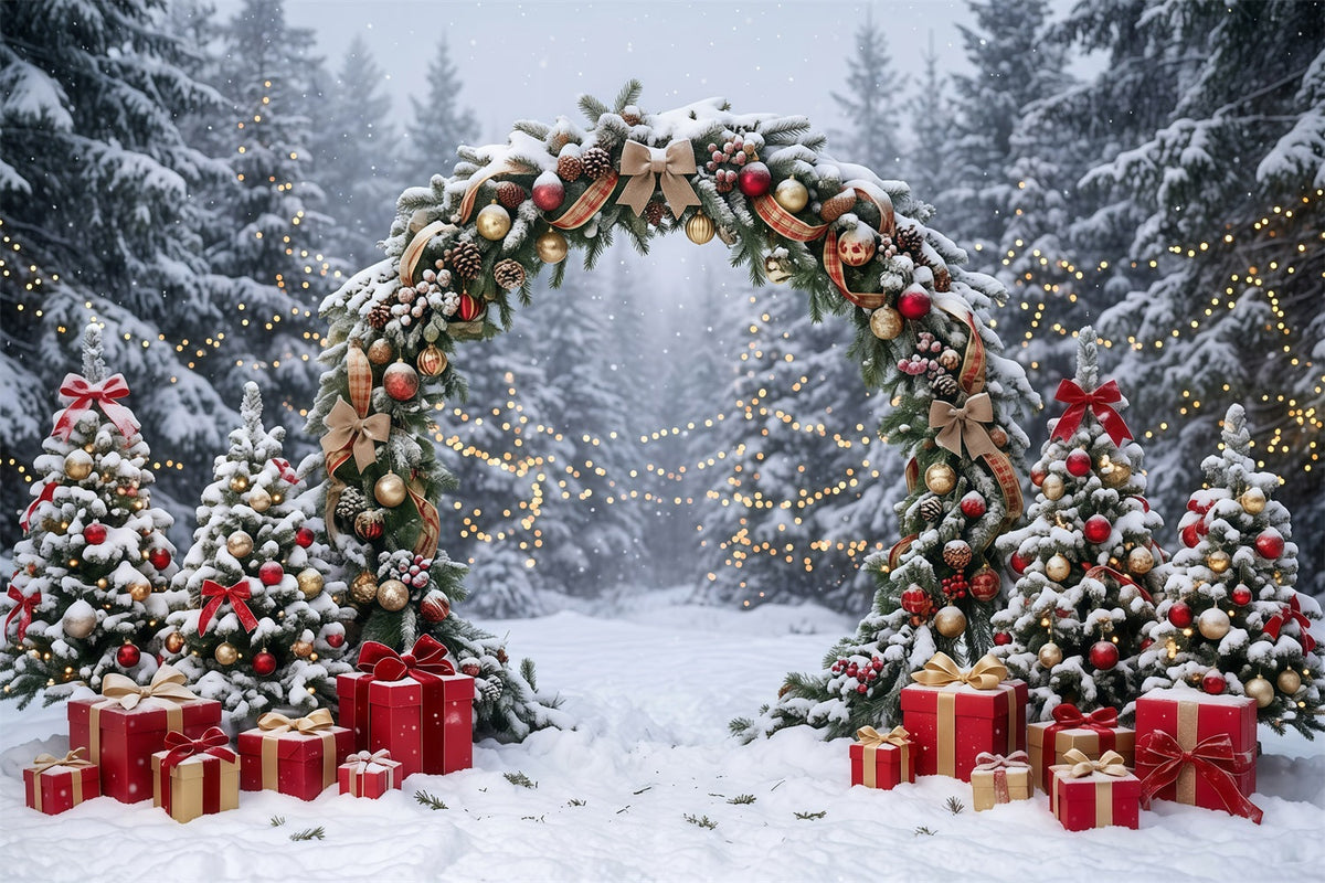 Fond Arche De Noël Arche Cadeaux Guirlande Enneigée GQ610-114