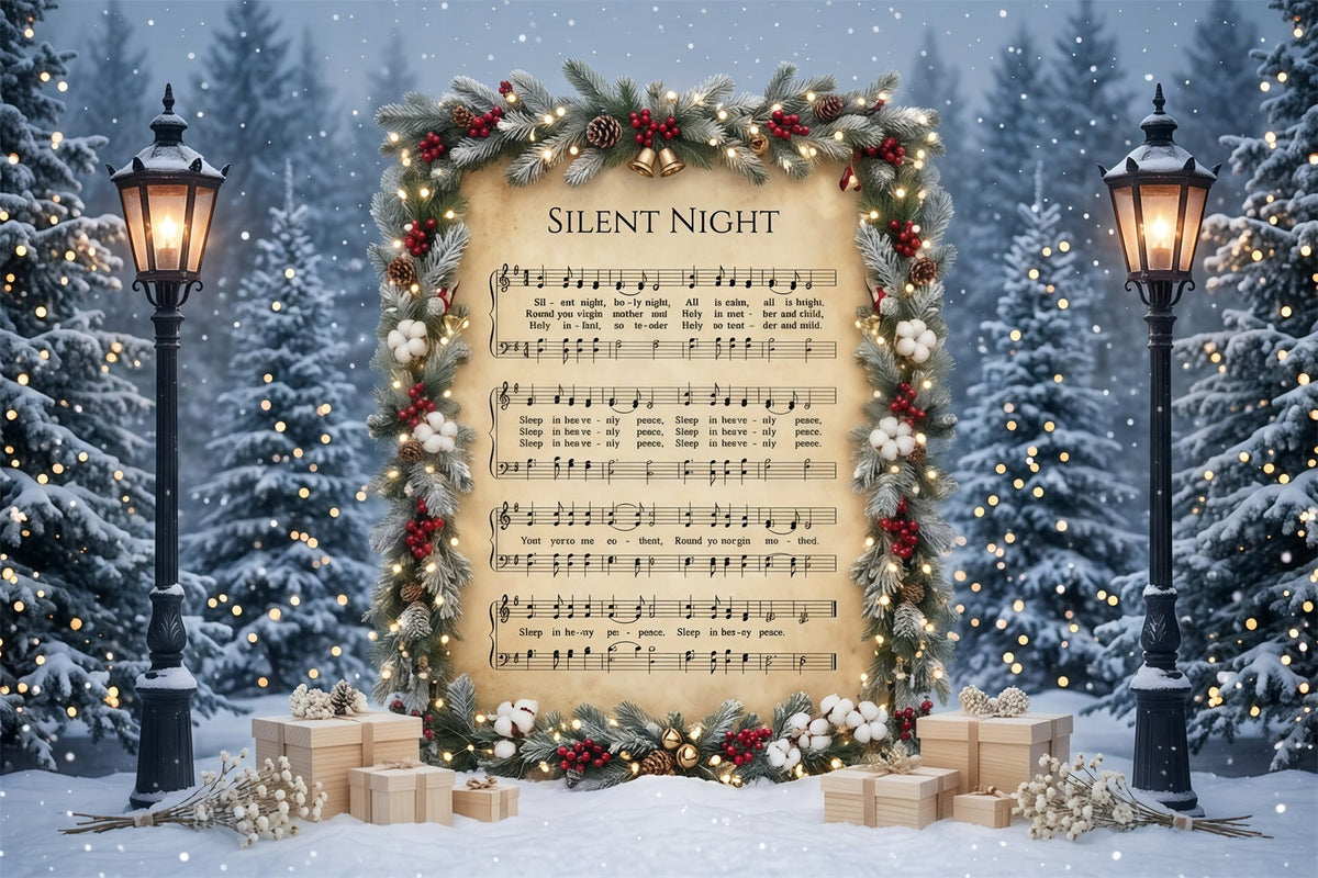 Fond De Noël Chant Silencieuse Nuit Partition Musicale GQ610-116