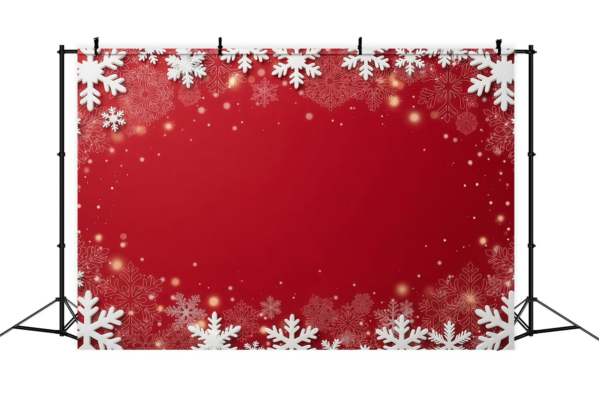 Fond De Noël Bordure Festive Flocons Rouges GQ610-118