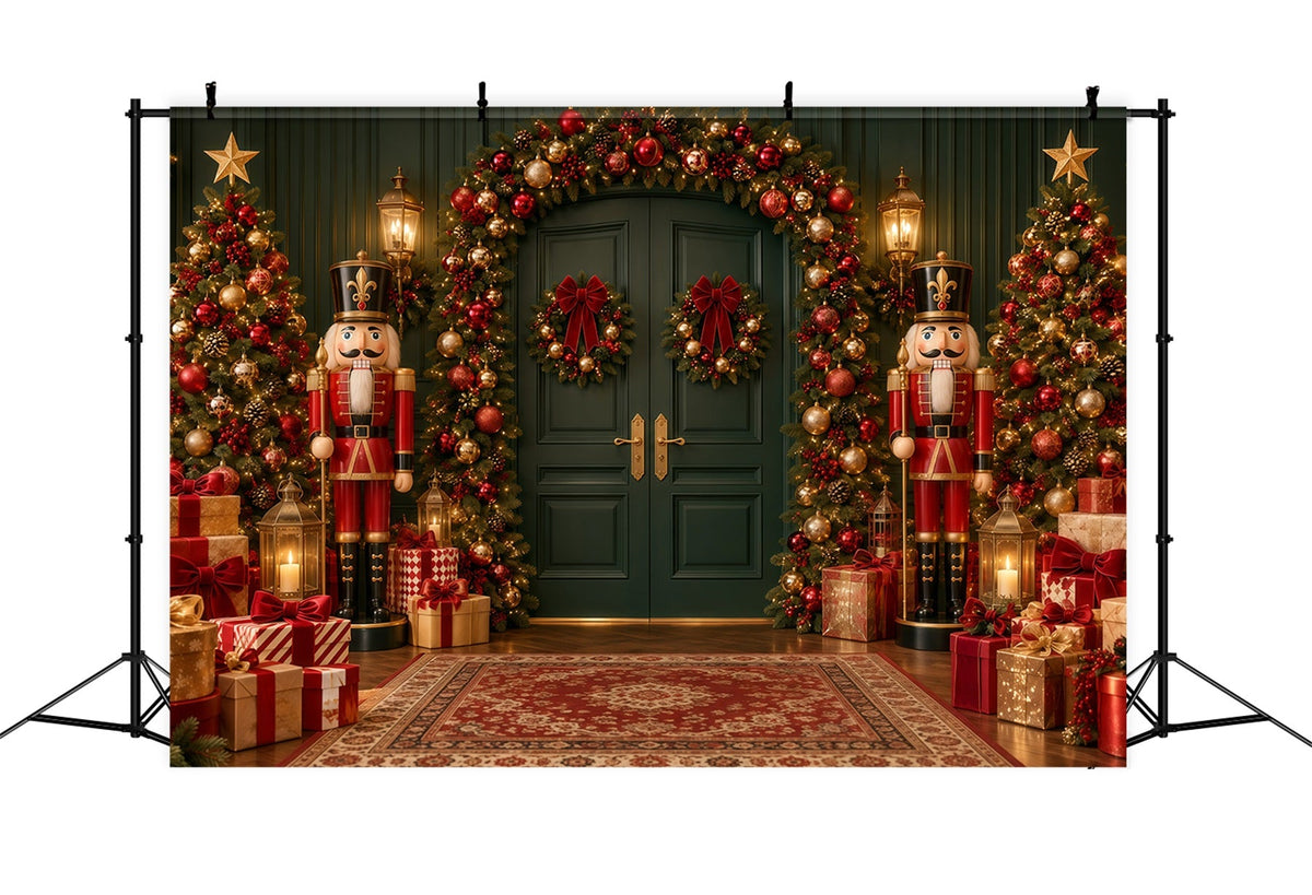 Fond De Noël Couronne Nœud Porte Émeraude Casse-Noisette GQ610-126
