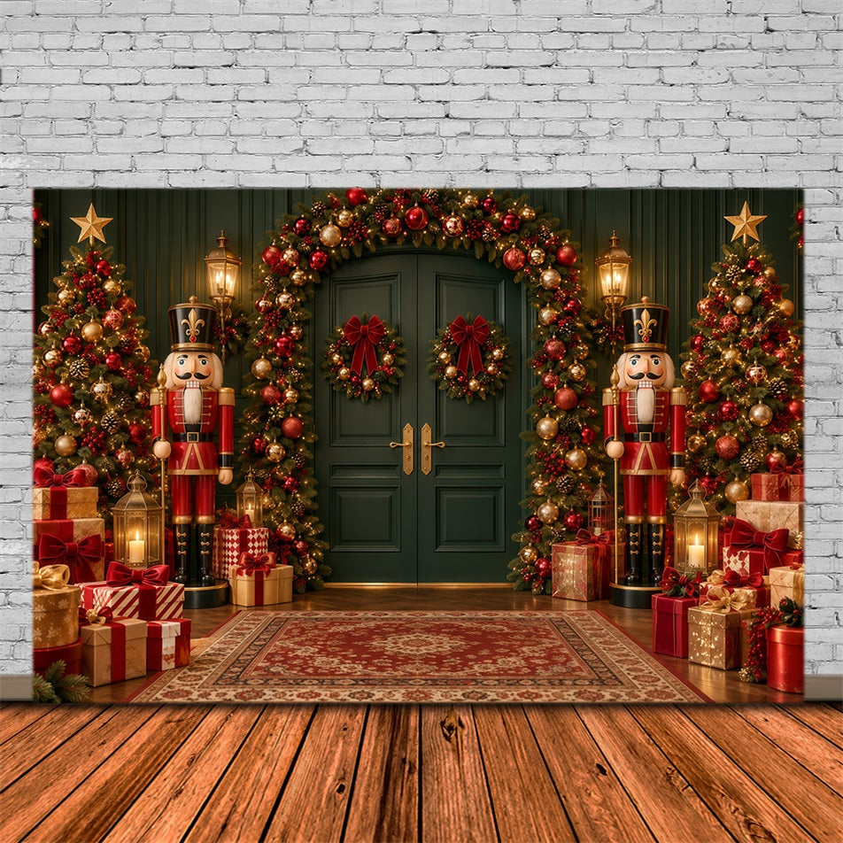 Fond De Noël Couronne Nœud Porte Émeraude Casse-Noisette GQ610-126