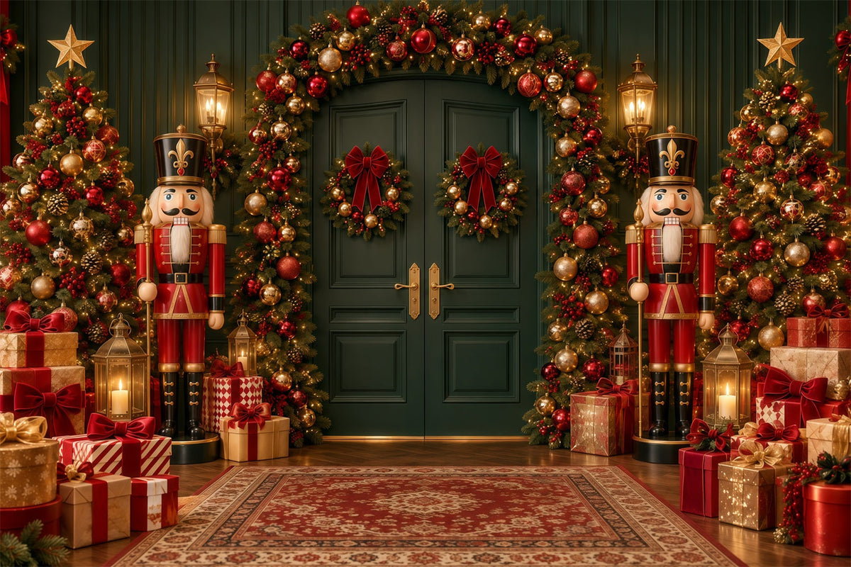 Fond De Noël Couronne Nœud Porte Émeraude Casse-Noisette GQ610-126