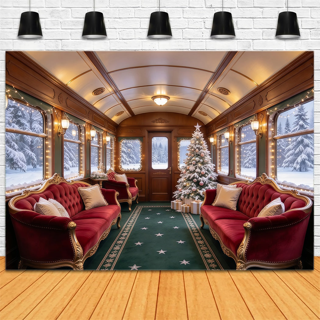 Fond Photo De Noël Salon Ferroviaire Velours Cramoisi GQ610-41
