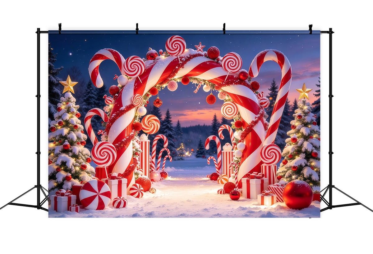 Fond De Noël Arche Pays Des Bonbons Enneigée GQ610-48