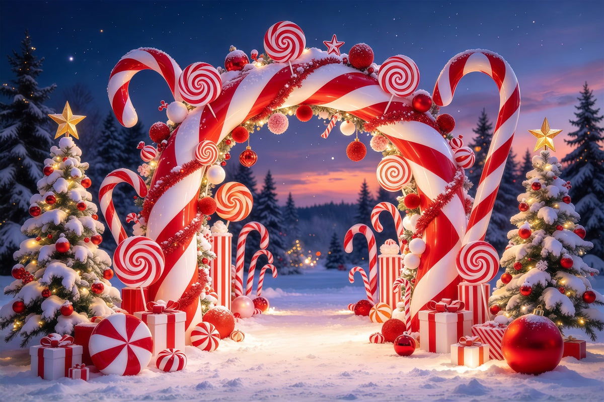 Fond De Noël Arche Pays Des Bonbons Enneigée GQ610-48