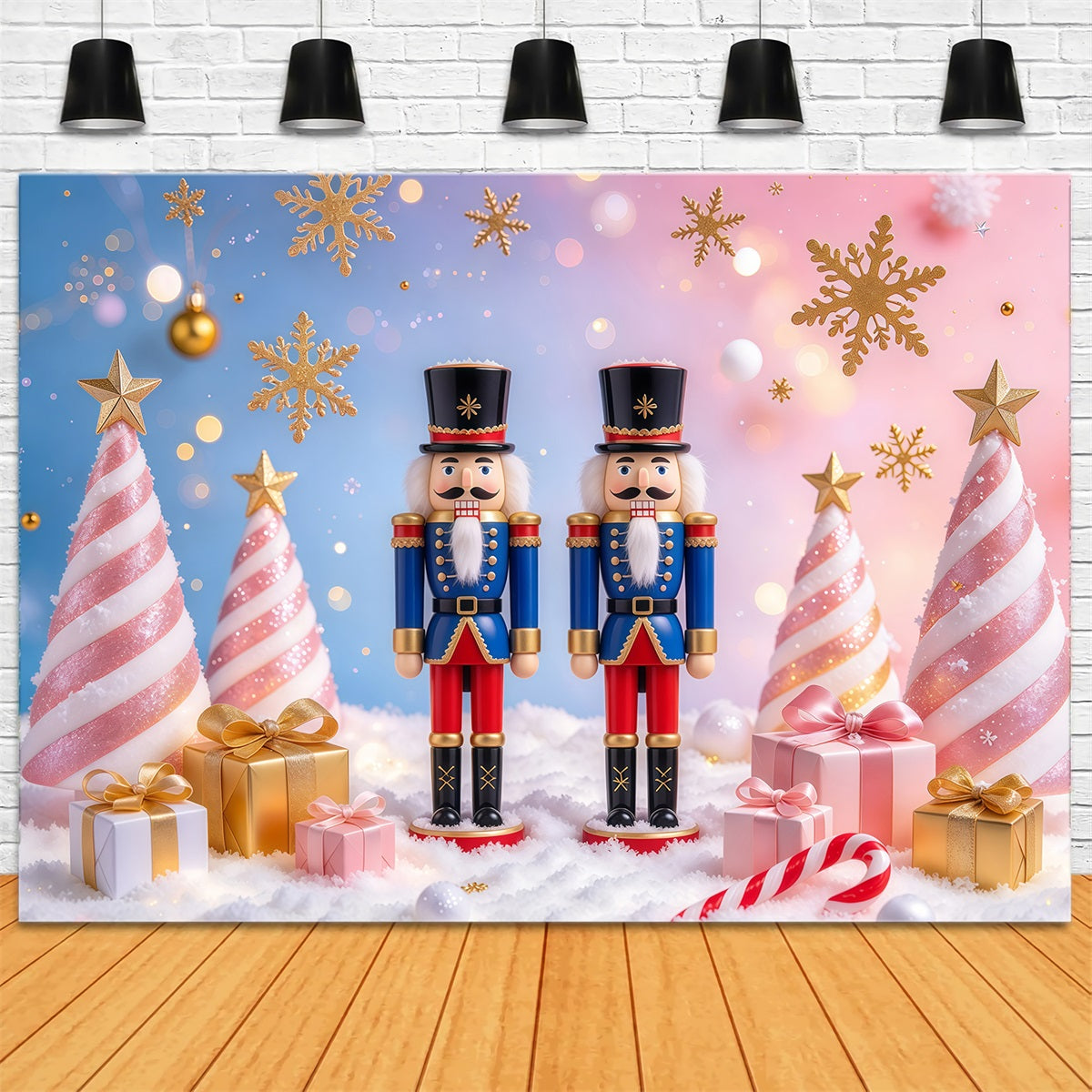 Fond Photo De Noël Sapins Bonbons Pastel Casse-Noisette GQ610-56