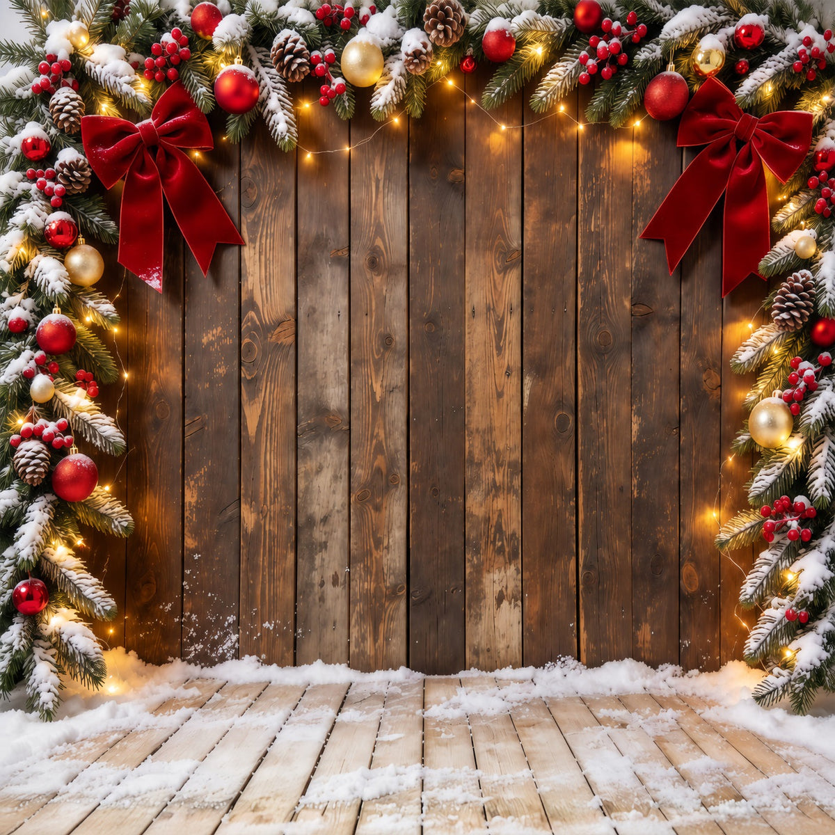 Fond De Noël Cadre Bois Rustique Nœud Ornement GQ610-66