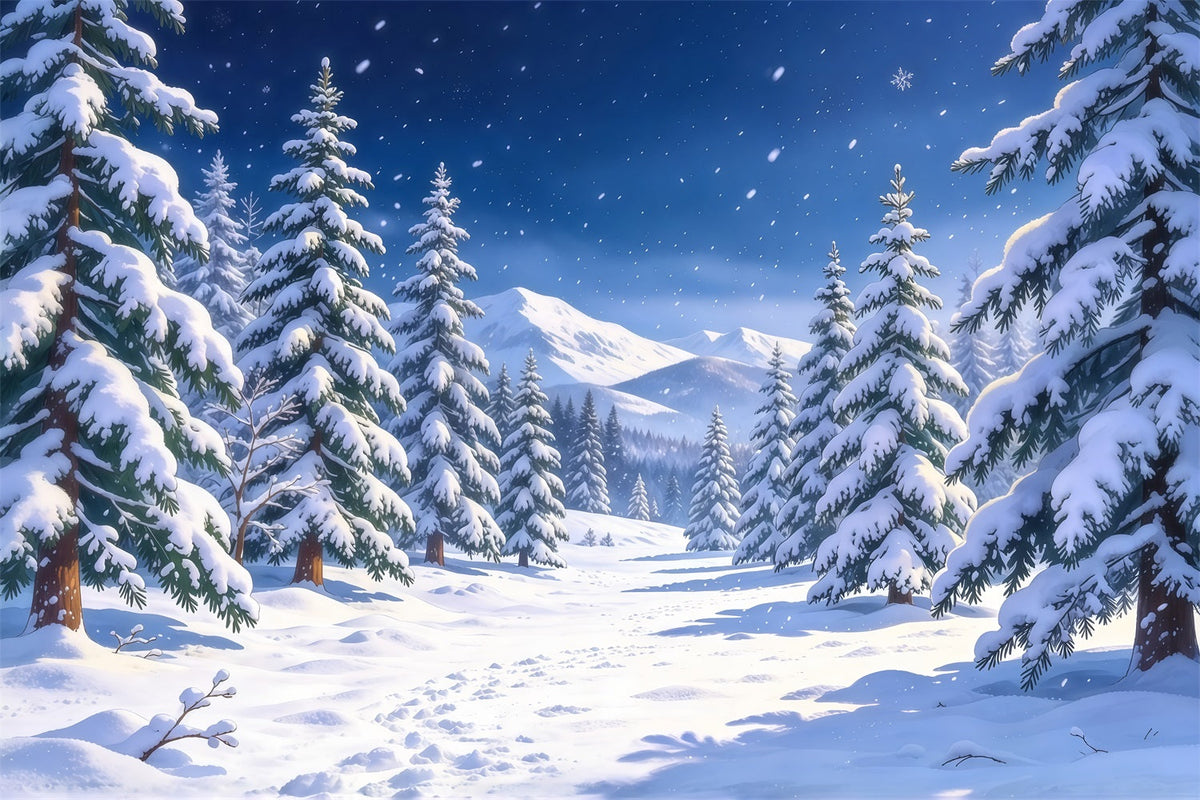Fond Photo De Noël Vallée Montagneuse Sapins Enneigés GQ610-73