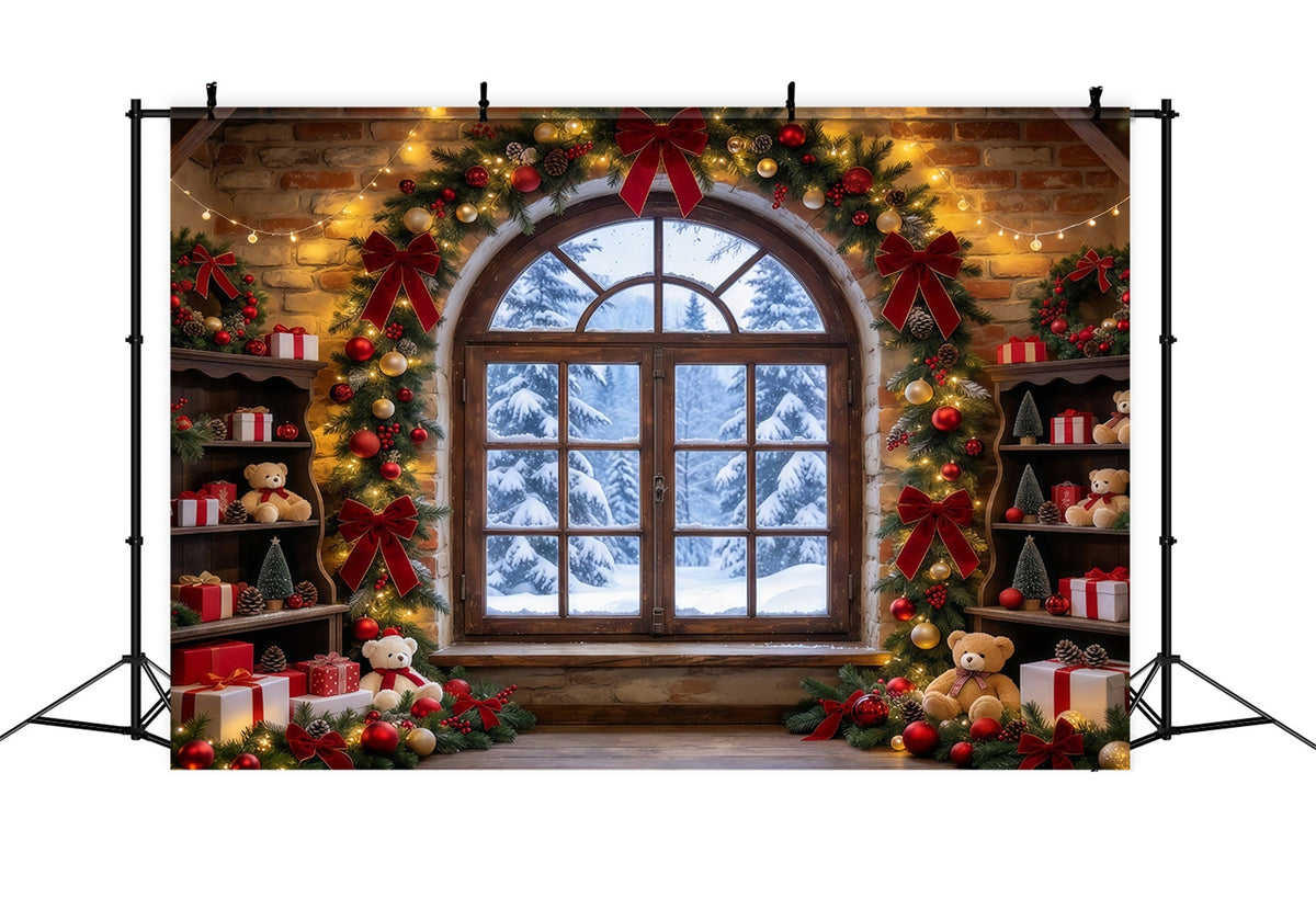 Fond De Fenêtre De Noël Intérieur Salle De Jouets Rustique GQ610-74