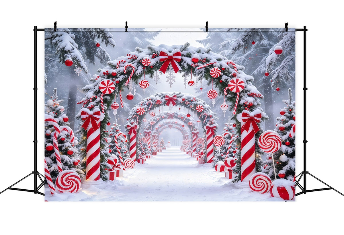 Fond De Noël Bonbons Menthe Poivrée Pays Des Bonbons Enneigé GQ610-76