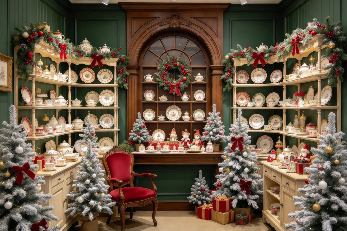 Fond Photo Père Noël Présentoir Armoire Porcelaine Festive GQ610-78