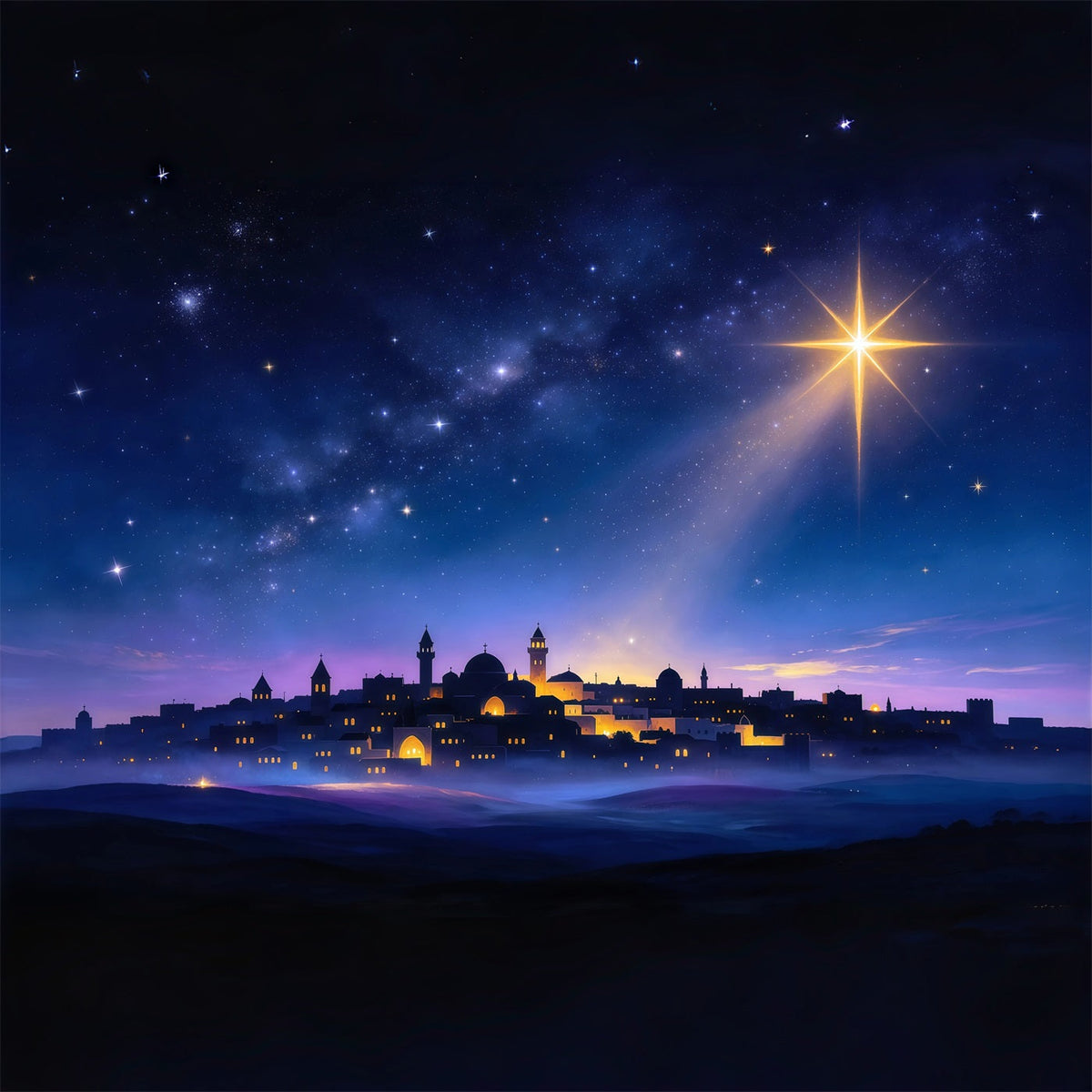 Fond De Crèche De Noël Horizon Bethléem Étoile Guide GQ610-8