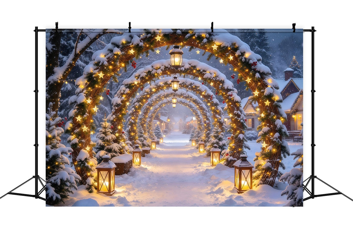 Fond Arche De Noël Arche Lanternes Étoiles Dorées GQ610-94