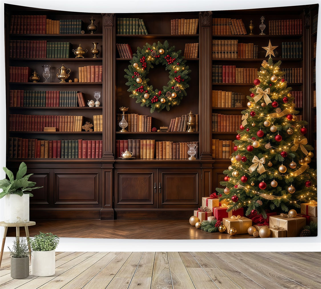 Fond De Noël Victorien Bibliothèque Classique Présentoir Sapin GQ610-98